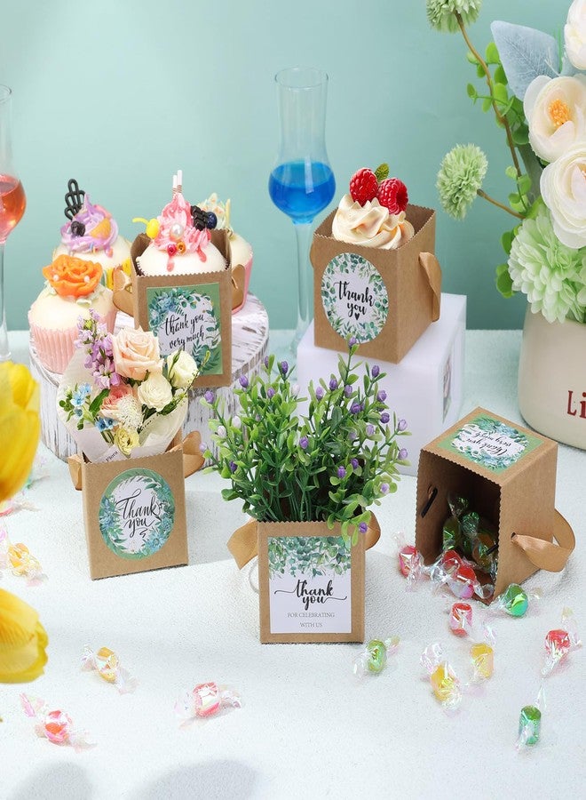 DARCKLE 24pcs Succulent Wrap Bags Bulk,with 4 Styles Thank You Stickers，Mini Kraft Paper Succulent Gift Box Basket,Succulent Gift Box Fits 2.5 Inch Pots Wedding, Baby Shower, Succulent Party Favors for Guests - Image 3